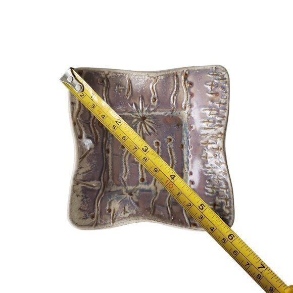 Art Pottery 2 Mini Trinket Dishes Handmade Abstract Design Neutral Colour - Picture 10 of 10